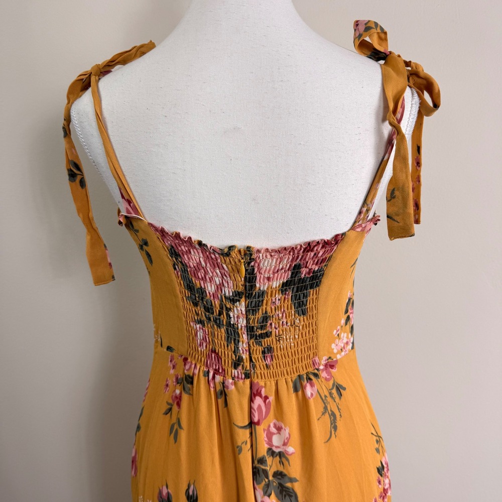 Reformation Jasen Dress Anjelica Yellow Floral Tie Strap Maxi Dress Size 6 - Picture 11 of 12